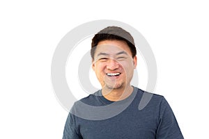 Portrait of Asian man smile on white background,