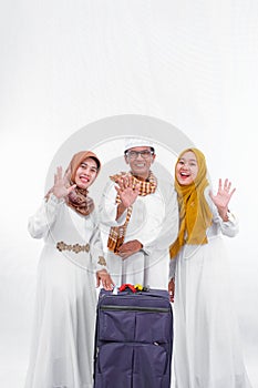 Portrait of asian muslim family with one adult daughter