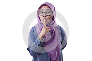 Muslim Lady Shushing Gesture photo