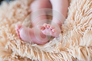 Portrait of asian parent hands holding newborn baby fingers, Closeup mother s hand holding their new born baby. Love family