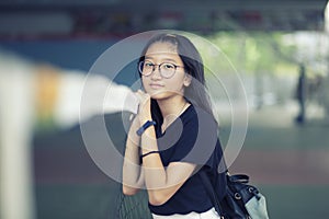 Portrait of asian teenager happiness smiling face