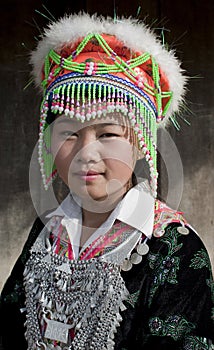 Portrait Asian woman Laos, Hmong