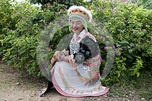 Portrait Asian woman Laos, Hmong