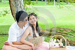 Portrait of asian young couple