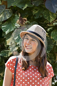 Portrait Of Asian Young Woman In garden