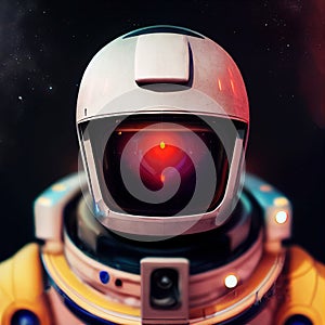 Portrait of an astronaut in the night sky. Space robot closeup. AI-generated