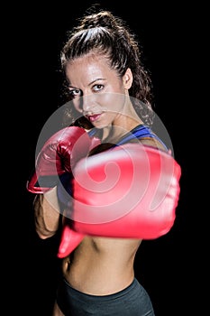Portrait of athlete with fighting stance