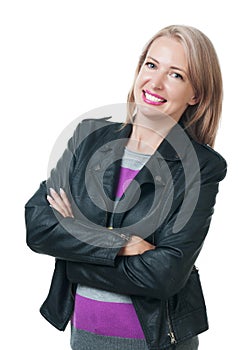 Portrait of attractive blonde isolated on a white background