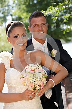 Portrait of attractive bride and groom