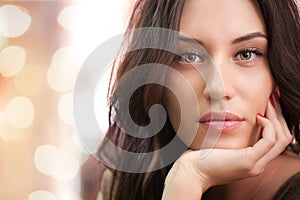 Portrait of attractive brunette girl with lights