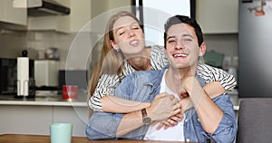 Portrait of attractive Spaniard couple in love