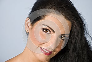 Portrait attractive woman with brown eyes