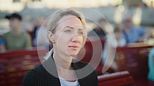 Portrait of an attractive woman. Water excursion by public ferry.