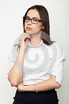 Portrait of attractive young adult beauty brunette