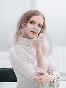 Portrait of attractive young business woman . isolated on white