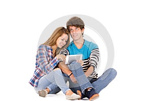 Portrait of attractive young happy couple in love