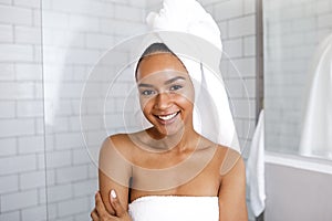 Portrait of an attractive young woman in her bathroom