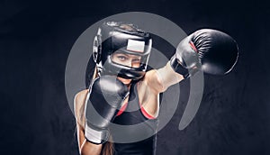 Portrait of attracyive woman ready to fight