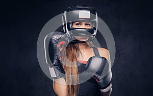 Portrait of attracyive woman ready to fight