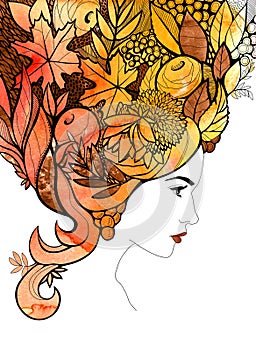 portrait of an autumn woman.