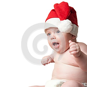 Portrait of baby boy in christmas hat
