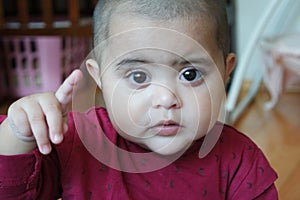 Portrait of a baby girl with smiling face