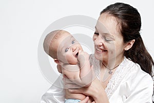 Portrait baby with happy mother