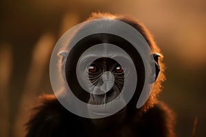 Portrait of a baby juvenile Gorilla. Adorable young ape - Generative AI art