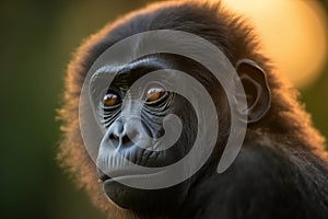 Portrait of a baby juvenile Gorilla. Adorable young ape - Generative AI art