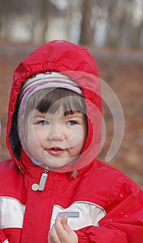 Portrait of baby in winter time