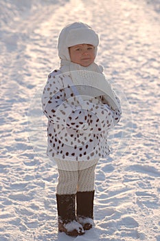 Portrait of baby in winter time