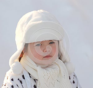 Portrait of baby in winter time