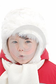 Portrait of baby in winter time