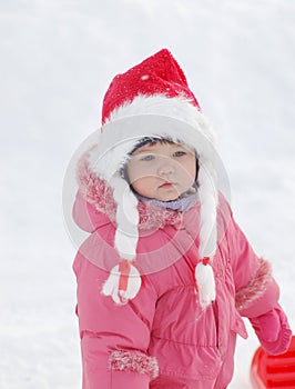 Portrait of baby in winter time