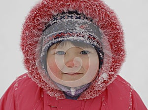 Portrait of baby in winter time