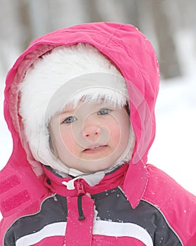 Portrait of baby in winter time