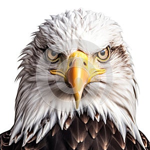 Portrait of Bald Eagle isolated on white background