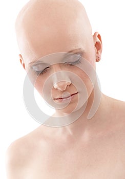 Portrait of bald woman - Breast Cancer Awereness photo