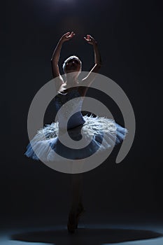 Portrait of the ballerina in ballet tatu on dack