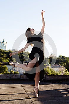 Portrait of ballerina on the roof