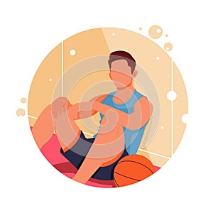 Portrait of a basketball player, flat design concept illustration
