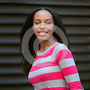 portrait of beautiful african american smiling young adult woman