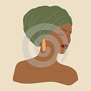 Portrait of beautiful African woman with earring illustration. photo
