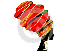 Portrait beautiful African woman in traditional turban, Kente head wrap African, Traditional dashiki printing, black women vector