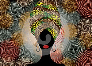 Portrait beautiful African woman in traditional turban, Kente head wrap African, Traditional dashiki printing, black women vector