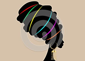 Portrait beautiful African woman in traditional turban, Kente head wrap African, Traditional dashiki printing, black women vector