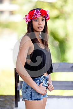 Portrait of a beautiful african young woman outdoors