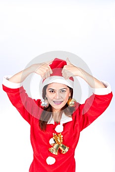 Portrait of beautiful Asian girl wearing Santa Claus girl with a