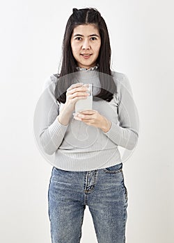 Woman Drinking Glass Of Fresh Milk