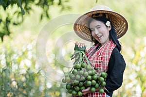 Portrait beautiful asian woman at garden